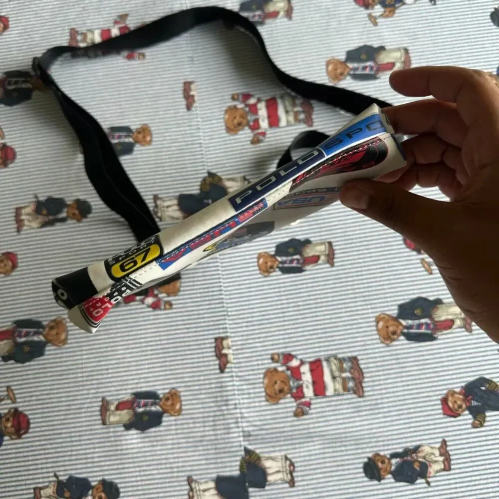Vintage Polo Sport Ralph Lauren All Over Print Polo Logos Shoulder Satchel Bag